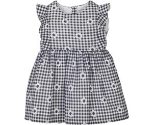 Mamino- Girl- Elisa- Black and White - Gingham Print with Flowers - Dress