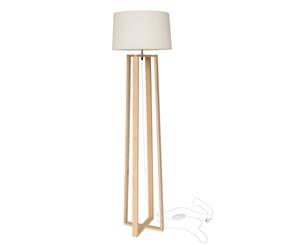 Max Scandinavian Floor Lamp | Natural Wood Tripod | Ivory Shade