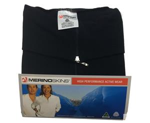 Merino Skins Men's Half Zip Long Sleeve T-Shirt Top Thermal - Black