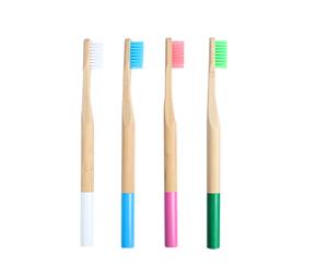 Natural Bamboo Biodegradable Handle Toothbrushes-Adults Size-Pack of 4