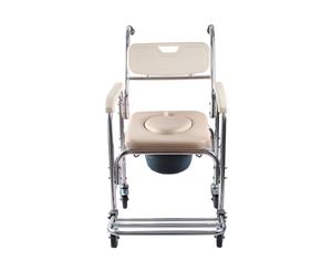 New AU Mobile Shower Toilet Commode Chair Bathroom Bedside Footrest Wheelchair