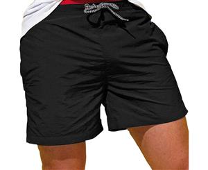 Outdoor Look Mens Sparky Contrast Elasticated Swim Shorts - Black/Red