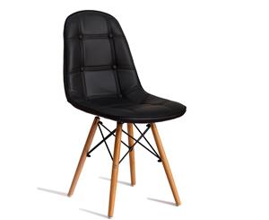 PU Leather Padded Eames Dining Chairs in BLACK 4pcs