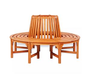 Patio Wood Tree Round Bench Circular Seat Outdoor Brown Chair Garden Furniture