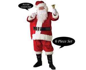 Plush Santa Suit Deluxe Christmas Costume 6 Piece - Adult XLarge
