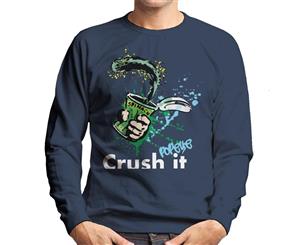 Popeye Spinach Crush It Men's Sweatshirt - Navy Blue