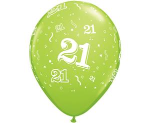Qualatex 11 Inch Multicoloured Latex 21 Birthday Balloons (Pack Of 6) (Multicoloured) - SG9229