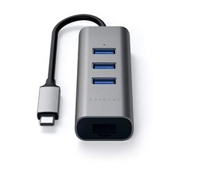 SATECHI TYPE-C 2-IN-1 USB 3.0 ALUMINUM 3 PORT HUB AND ETHERNET PORT - SPACE GREY
