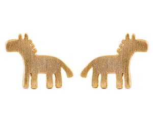 Short Story Horsey Earrings - Gold