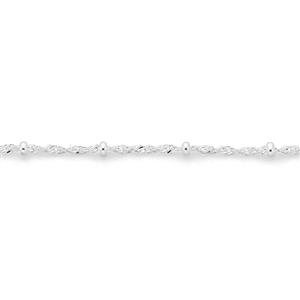Silver 26cm Fine Rope & Ball Anklet