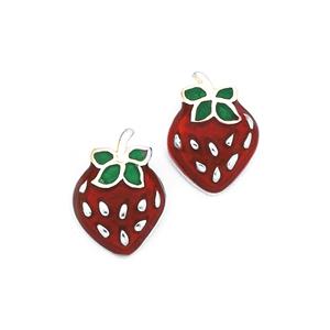Silver Enamel Strawberry Earrings