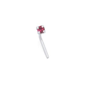 Silver Pink CZ Claw Set Nose Stud
