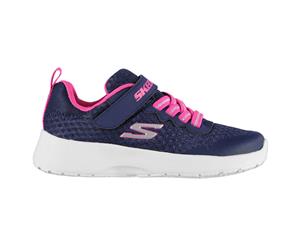 Skechers Girls Dynamight Memory Foam Child Trainers Sports Sneakers Shoes Kids - Navy/Pink1