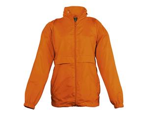 Sols Kids Unisex Surf Windbreaker Jacket (Water Resistant And Windproof) (Orange) - PC365