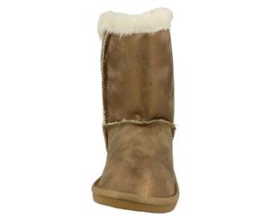 Spot On Childrens Girls Metallic Faux Fur Lined Winter Boots (Bronze) - KM226