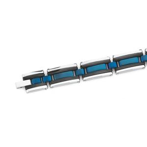 Steel Blue & Black Plate Bar Bracelet