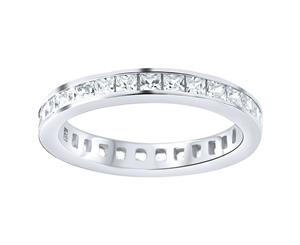 Sterling 925 Silver Eternity Ring - Channel Princess Cut