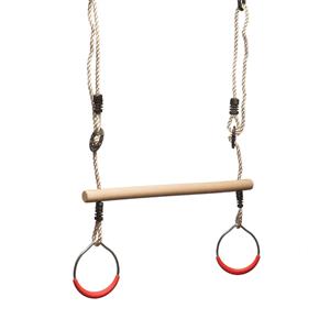 Swing Slide Climb Timber Trapeze with Red Rings
