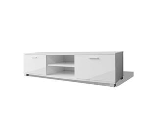 TV Cabinet High-Gloss White 140cm Home Entertainment Unit Shelf Stand