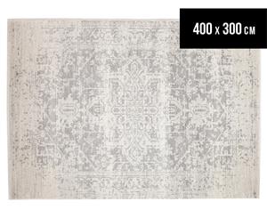 Tapestry Contemporary Easy Care Cairo 400x300cm Rug - Bone White/Silver