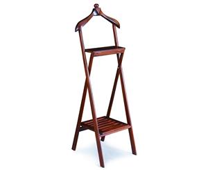 Timber Folding Clothes Rack Valet Stand in Mahogany