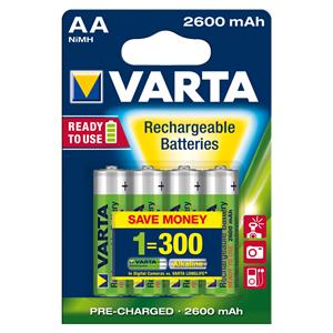Varta AA 2600mAh Rechargeable Batteries - 4 Pack