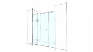 Verotti Custom 2000mm Front Only Wall to Wall 3 Panels Bracket Shower Screen - Clear
