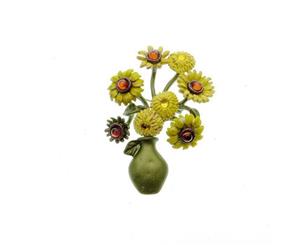Vintage Sunflower Vase Brooches Pin