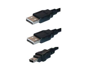 Wicked Wired Dual Type A To Mini 5Pin USB 2.0 Splitter Cable