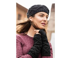 Womens Cable Knit Beanie Black