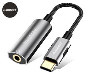 mbeat 6cm Tough Link Premium Braided USB-C to 3.5mm Audio Cable