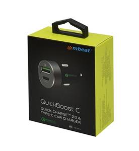 mbeat (MB-CHGR-QBC) QuickBoost C Dual Port Qualcomm Certified Quick Charge 2.0 and USB Type-C Car