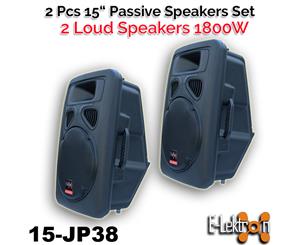 2 X E-Lektron 900W JP38 DJ Powerful 15 inch 2 Way PA Speaker Box Passive 38CM / 15&quotwoofer