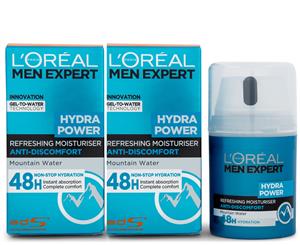 2 x L'Oral Men Expert Hydra Power Refreshing Moisturiser 50mL