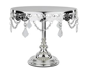 25 cm (10-inch) Crystal-Draped Cake Stand | Silver Plated | Sophia CS310SSX