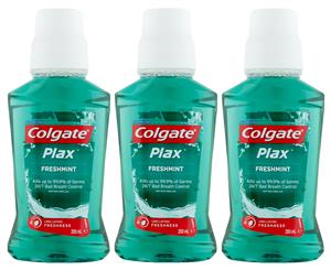 3 x Colgate Plax Mouthwash Freshmint 250mL