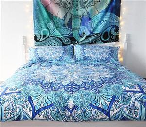 3D Elephant Blue 85 Bed Pillowcases Quilt