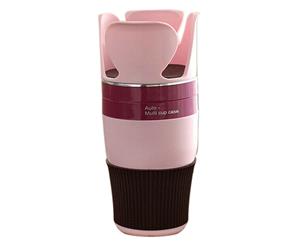 5 in 1 Multi-Use Car Organiser Cup Holder f/Drinks/Phone/Sunglass/Coins Pink