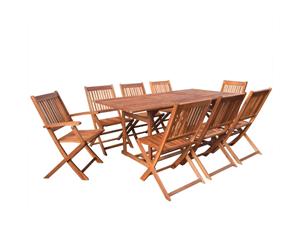9 Pieces Solid Acacia Wood Outdoor Dining Set Garden Furniture Set