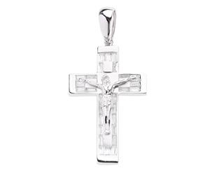 .925 Iced Out Sterling Silver Pendant - JESUS CHRIST - Silver