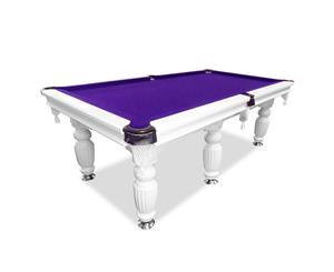 9FT White Luxury Slate Pool / Billard / Snooker Table Purple Felt