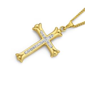 9ct Gold Crystal Cross Pendant