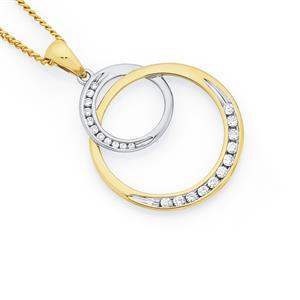 9ct Gold Diamond Double Circle Pendant