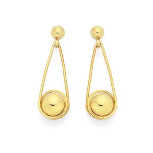 9ct Gold on Silver Swing Ball Drop Earrings