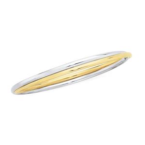 9ct Gold on Silver Two Tone Hollow Double Bangle