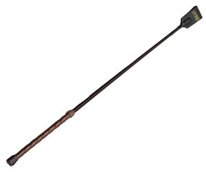 Aintree Horse Riding Whip Crop Leather Grip Closed Flapper 65Cm Brown - Brown