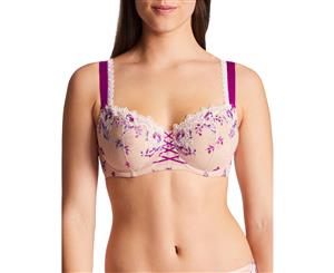 Aubade PB14-02 Romance D Ete Embroidered Non-Padded Underwired Comfort Half Cup Bra - Multicoloured Off-White