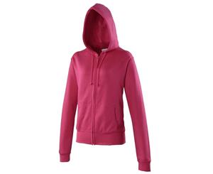 Awdis Girlie Womens/Ladies Hooded Sweatshirt / Hoodie / Zoodie (Hot Pink) - RW183