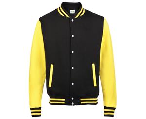 Awdis Kids Unisex Varsity Jacket / Schoolwear (Jet Black / Sun Yellow) - RW191