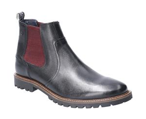 Base London Mens Wilkes Waxy Pull On Leather Chelsea Boots - Black